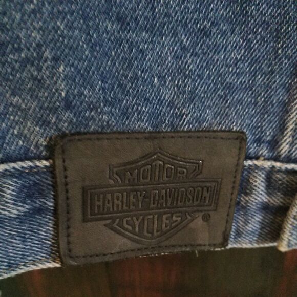 Harley Davidson Womens Patch Logo Distressed Jean Jacket Size L 14/16 $285 NICE! - Picture 4 of 12